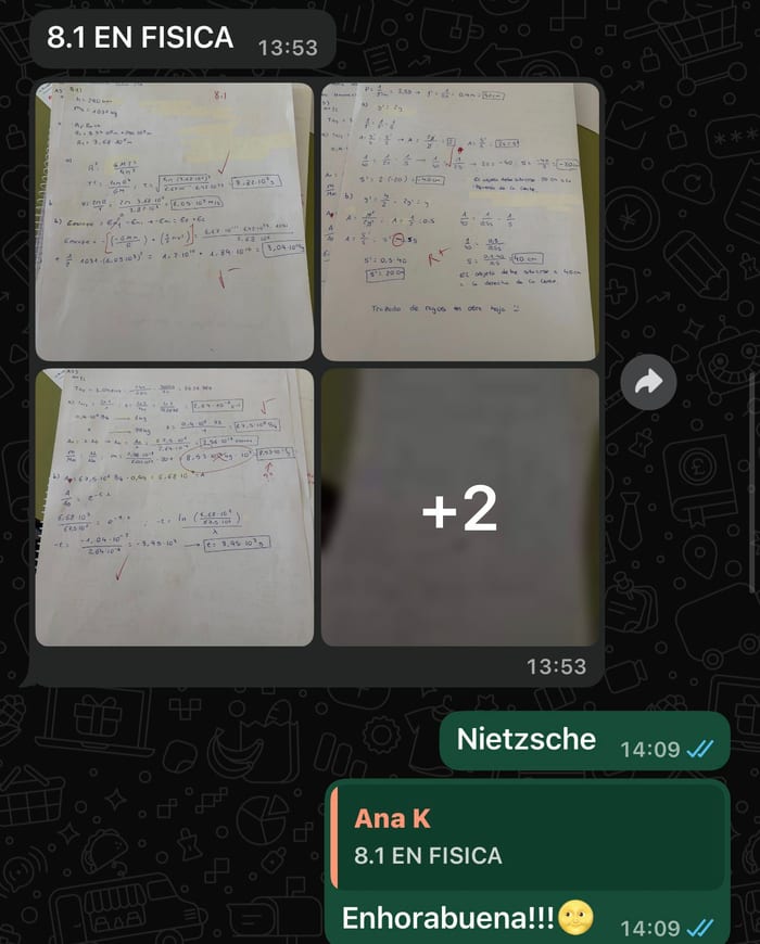 Un 8,1 en F&iacute;sica, con los ex&aacute;menes corregidos